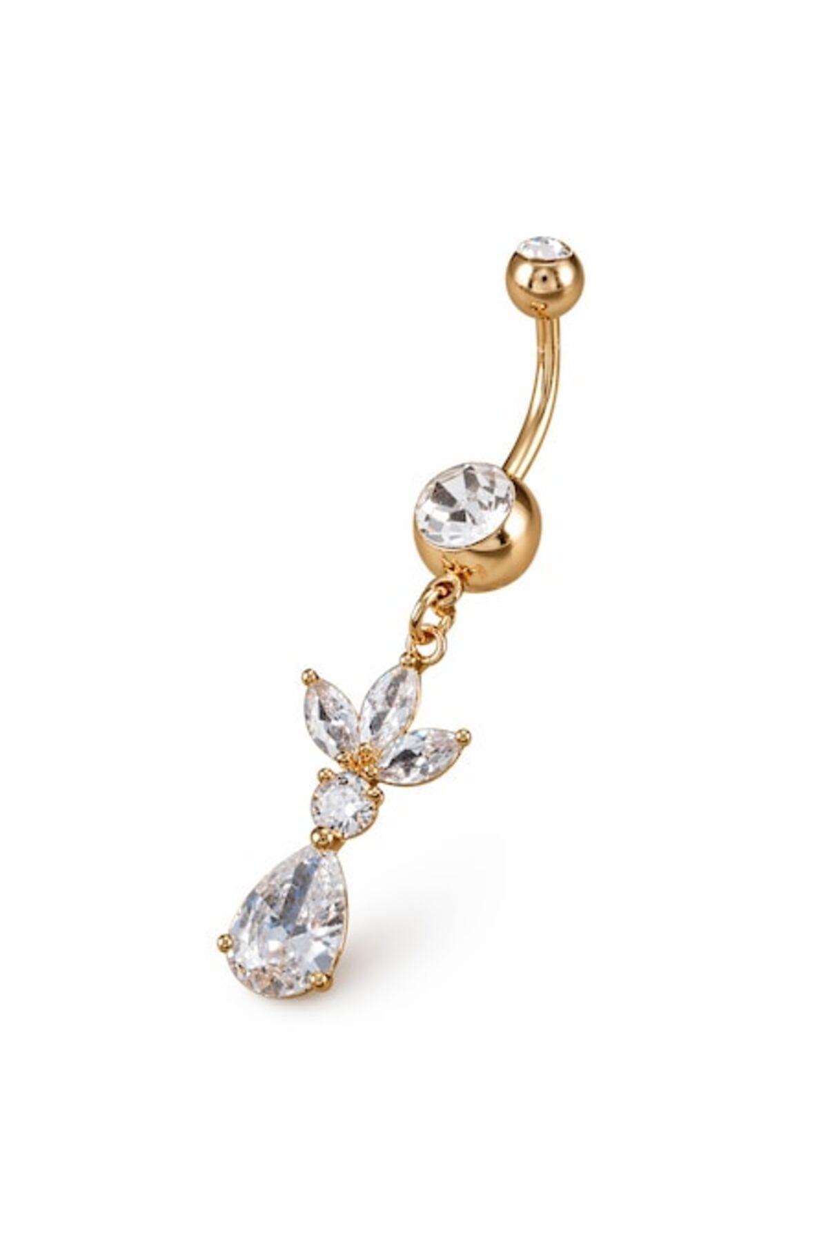 Cercel piercing pentru buric placat cu aur de 18K