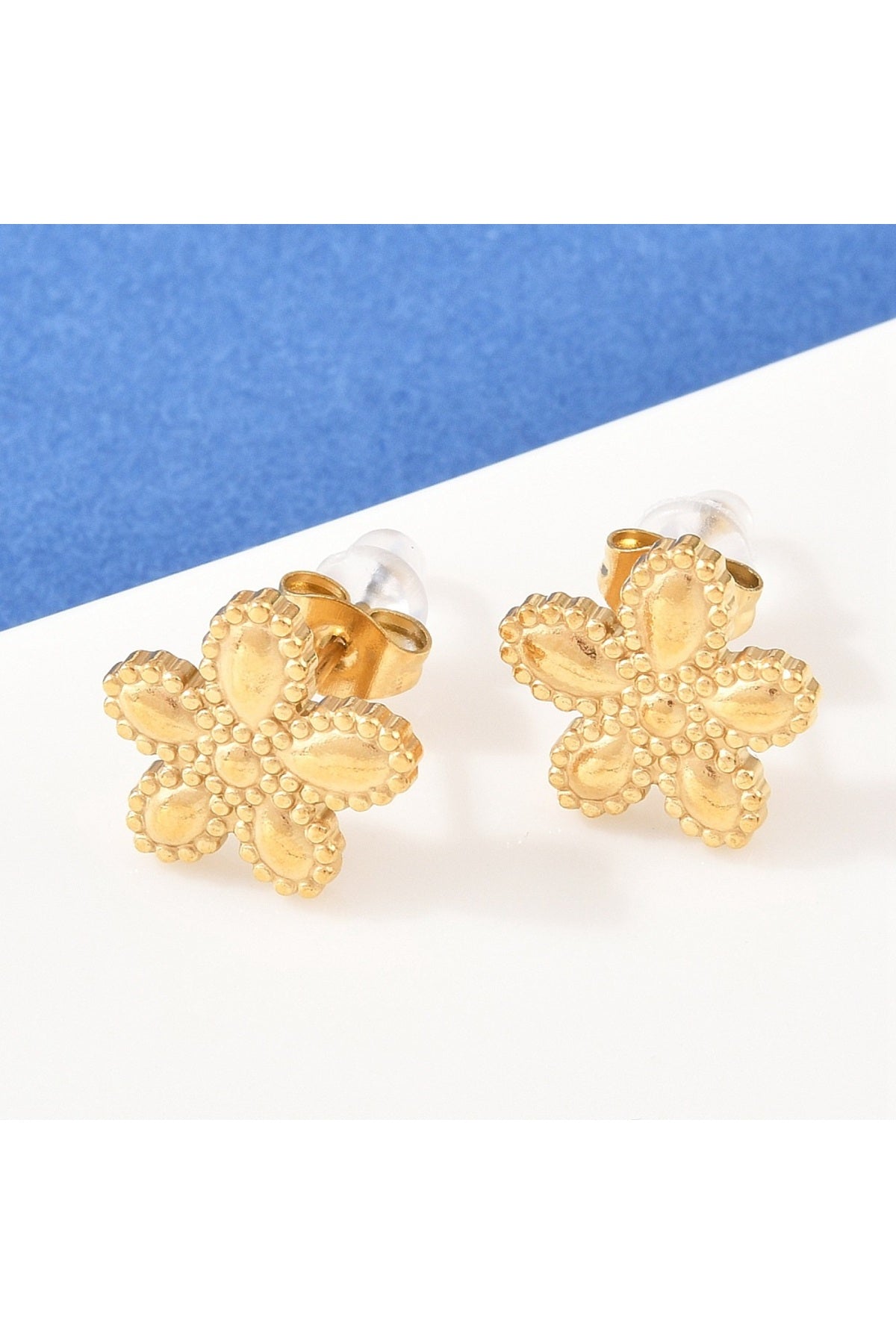 Set colier și cercei cu flori, placat cu aur 18K