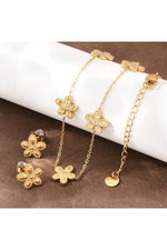 Set colier și cercei cu flori, placat cu aur 18K