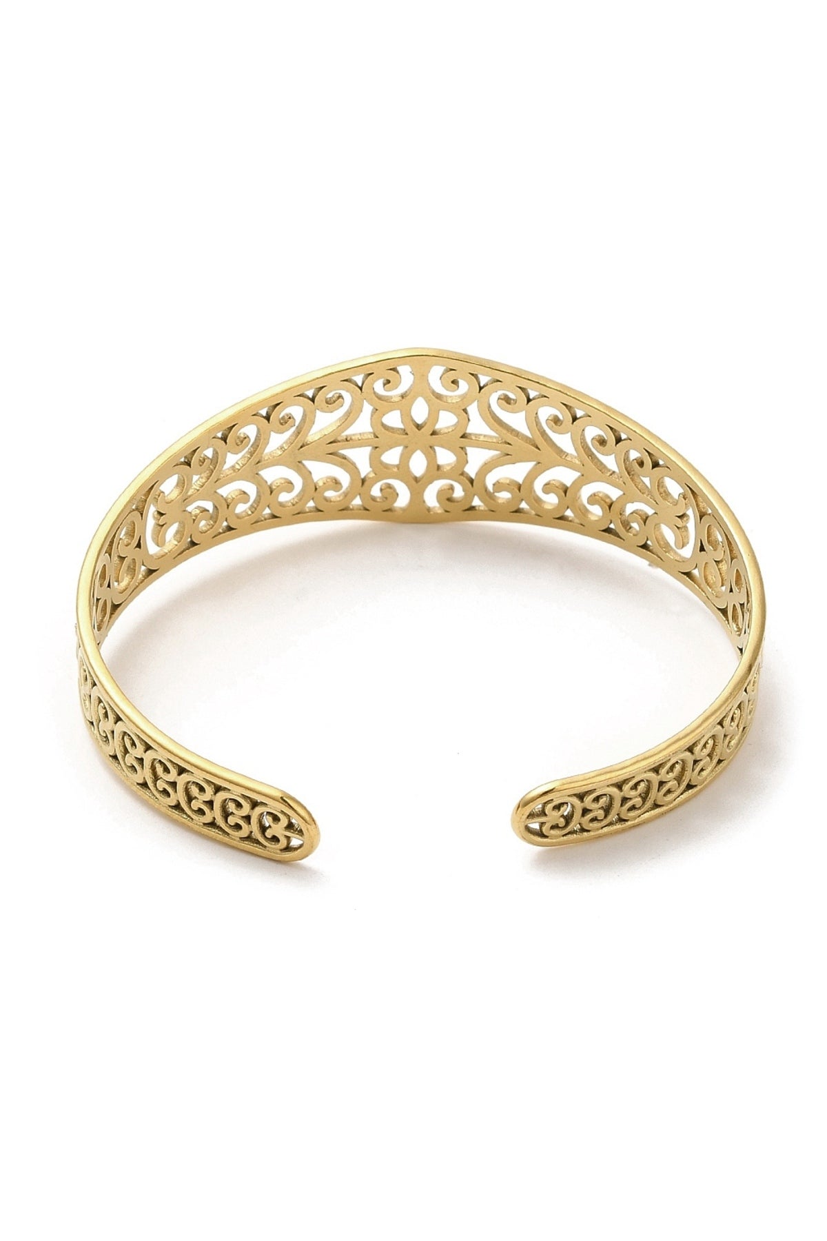 Brățară cuff cu model floral decupat, placată cu aur 18K