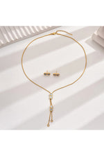 Set colier tip Y și cercei cu simbolul 8, placat cu aur 18K
