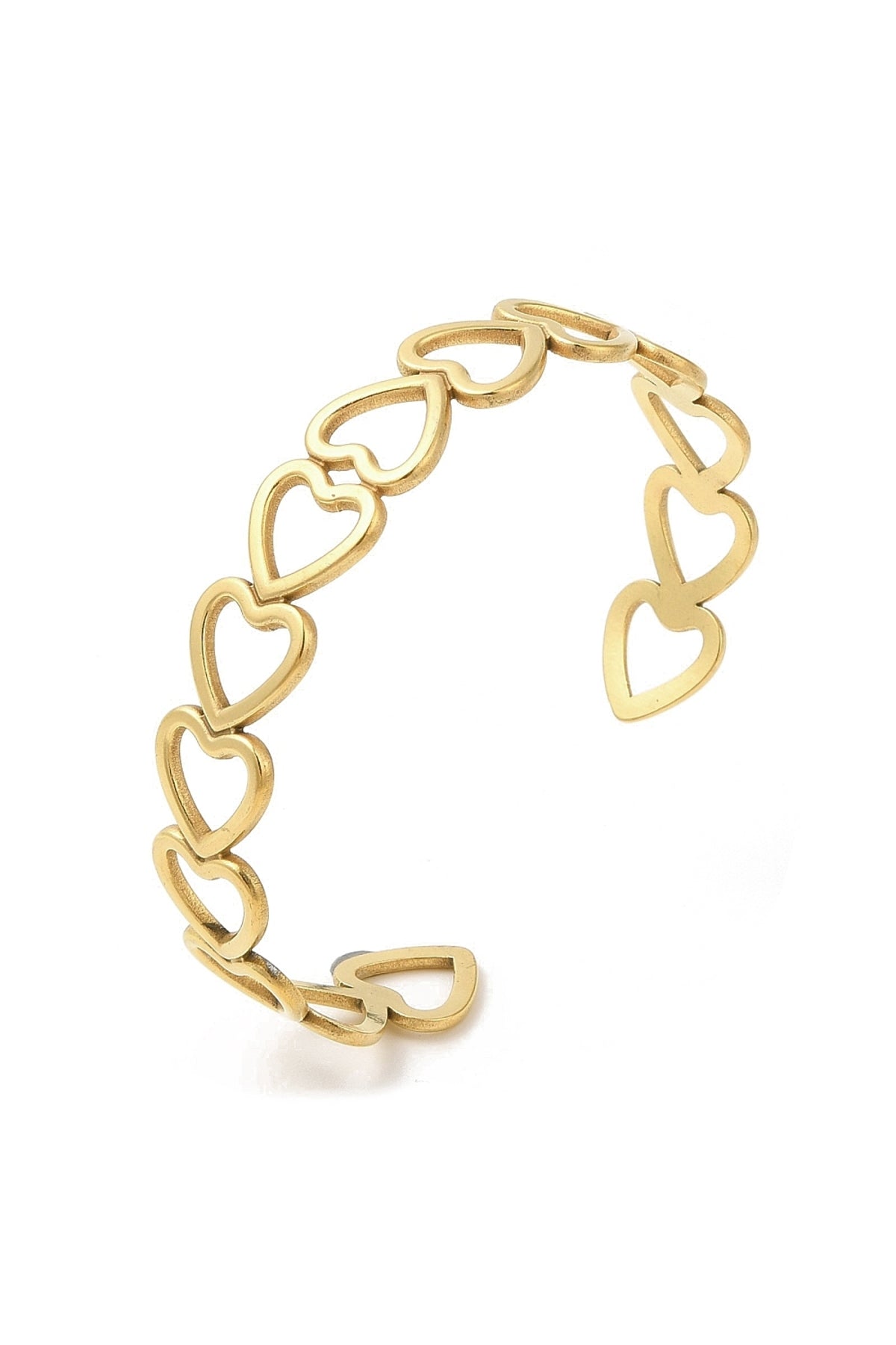 Brățară cuff cu zale și inimă, placată cu aur 18K