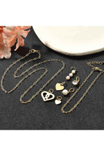 Set colier și brățară cu pandantiv inimă și perle, placat cu aur 14K