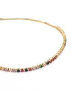 Brățară tennis cu zirconii colorate, placată cu aur 18K
