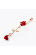 Cercel piercing pentru buric placat cu aur de 18K, model trandafir