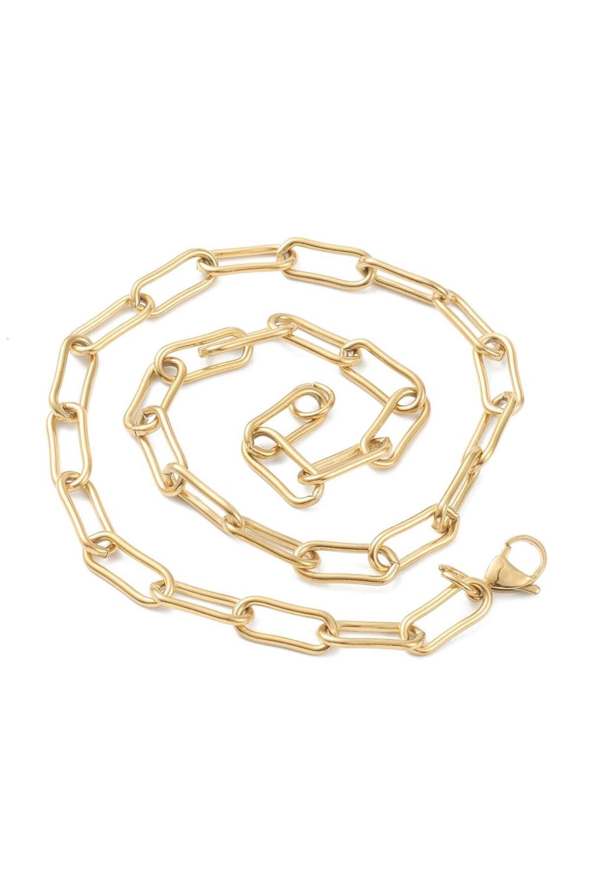 Colier cu zale alungite, placat cu aur 18K
