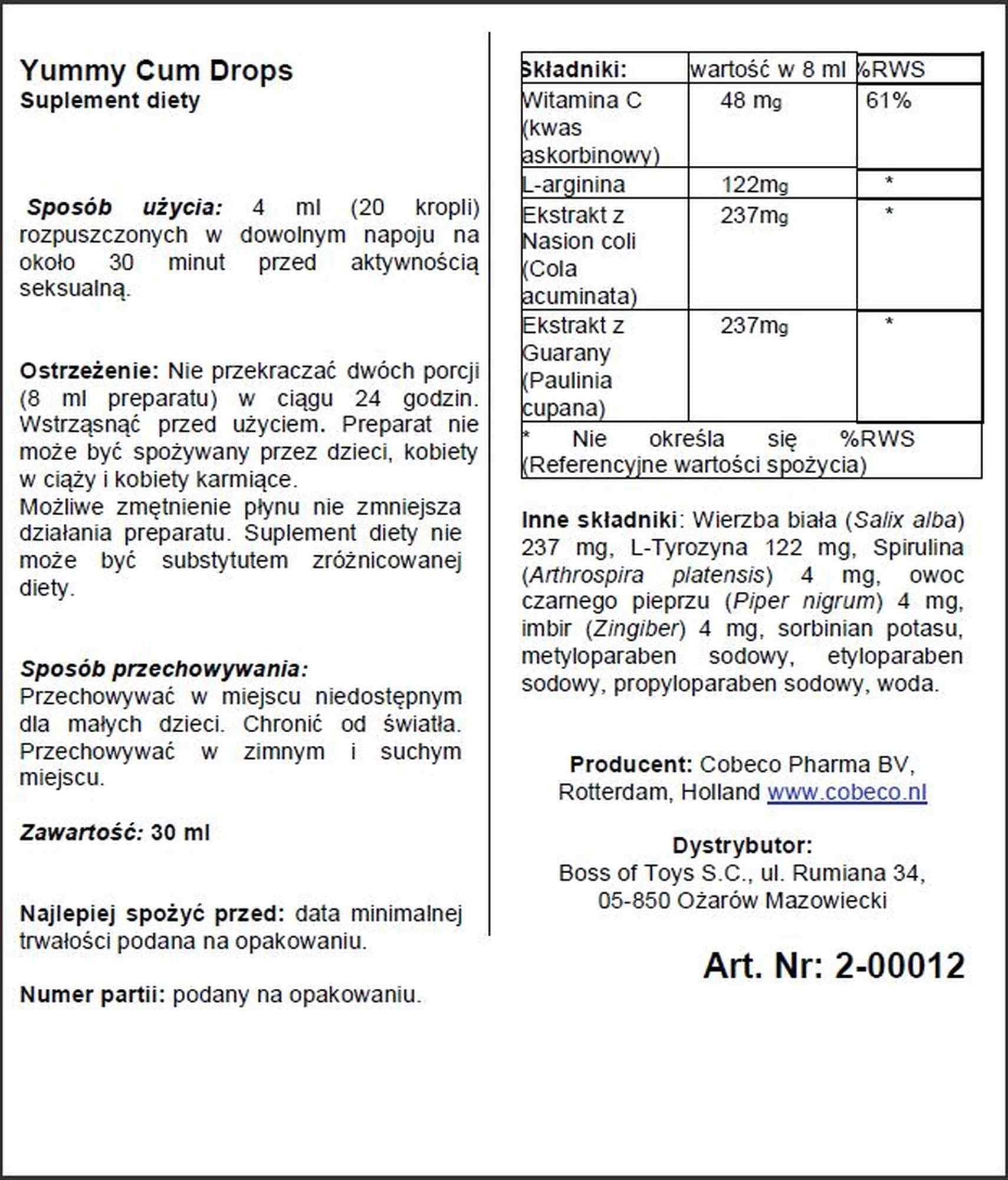 Cobeco Yummy Picături de Spermă pentru Bărbați