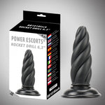 Plug anal gros cu burghiu Power Escorts, negru, 16 cm