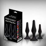 Set de 3 dopuri anale Power Escorts BR12 Negre