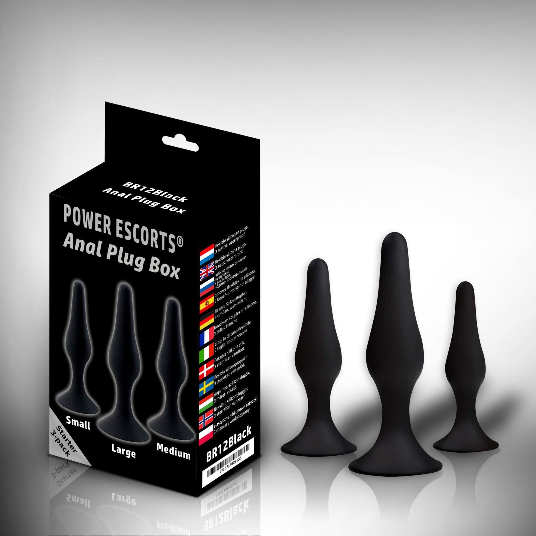 Set de 3 dopuri anale Power Escorts BR12 Negre
