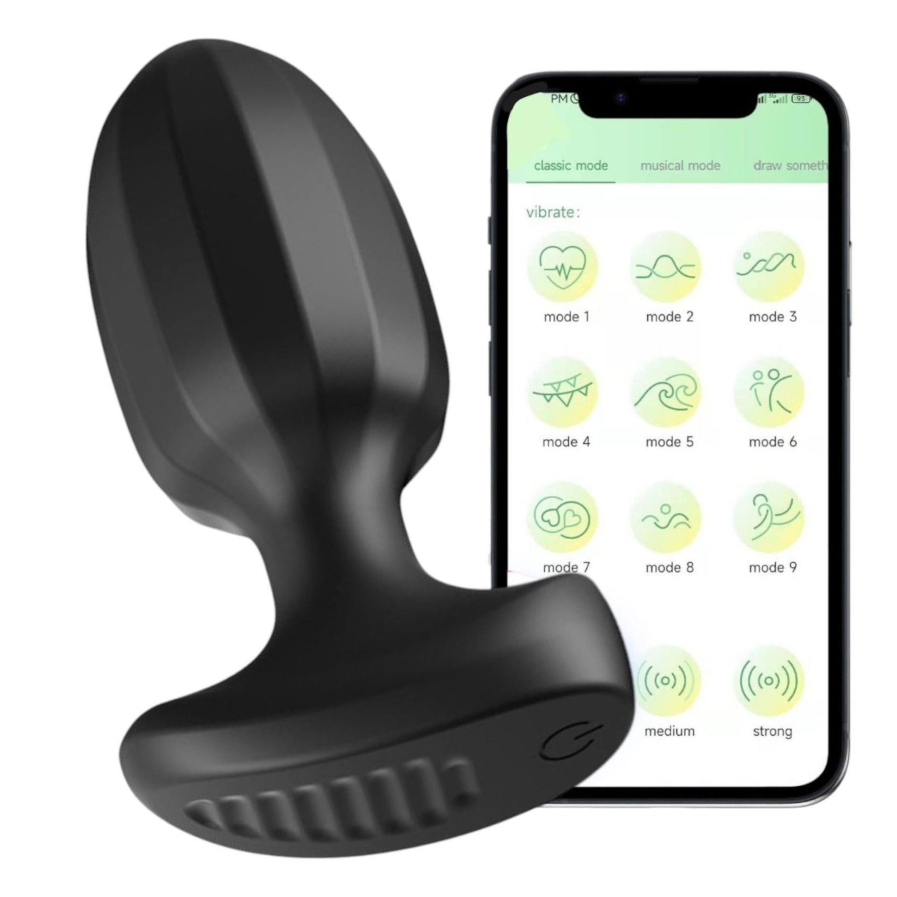 Dop anal vibrant Power Escorts din silicon, negru, cu aplicație USB