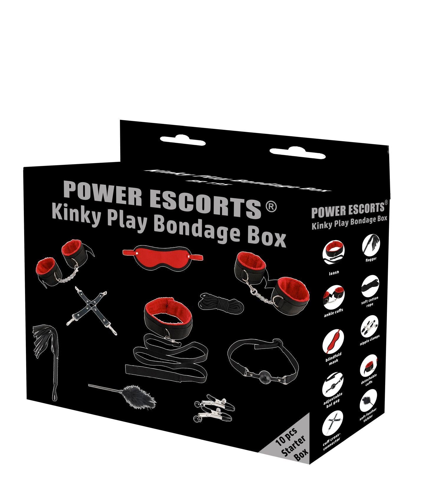 Set de bondage Power Escorts, 10 piese, negru