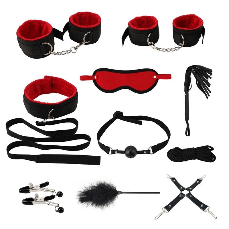 Set de bondage Power Escorts, 10 piese, negru