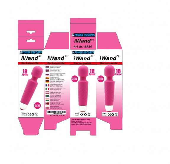 Iwand Power Escorts Masaj din silicon cu baterie roz, 20 cm
