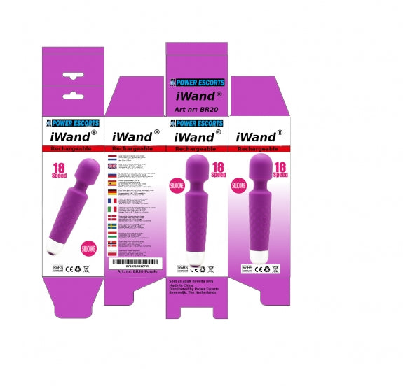 Aparat de masaj din silicon Iwand Power Escorts, reîncărcabil, violet, 20 cm