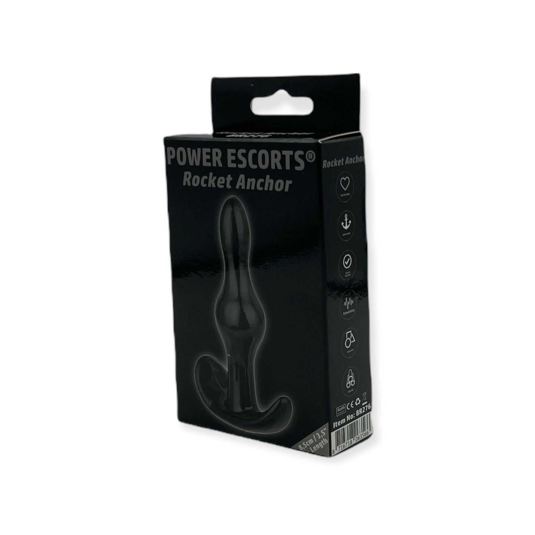 Dop anal flexibil Rocket Anchor Power Escorts, negru, 8,5 cm