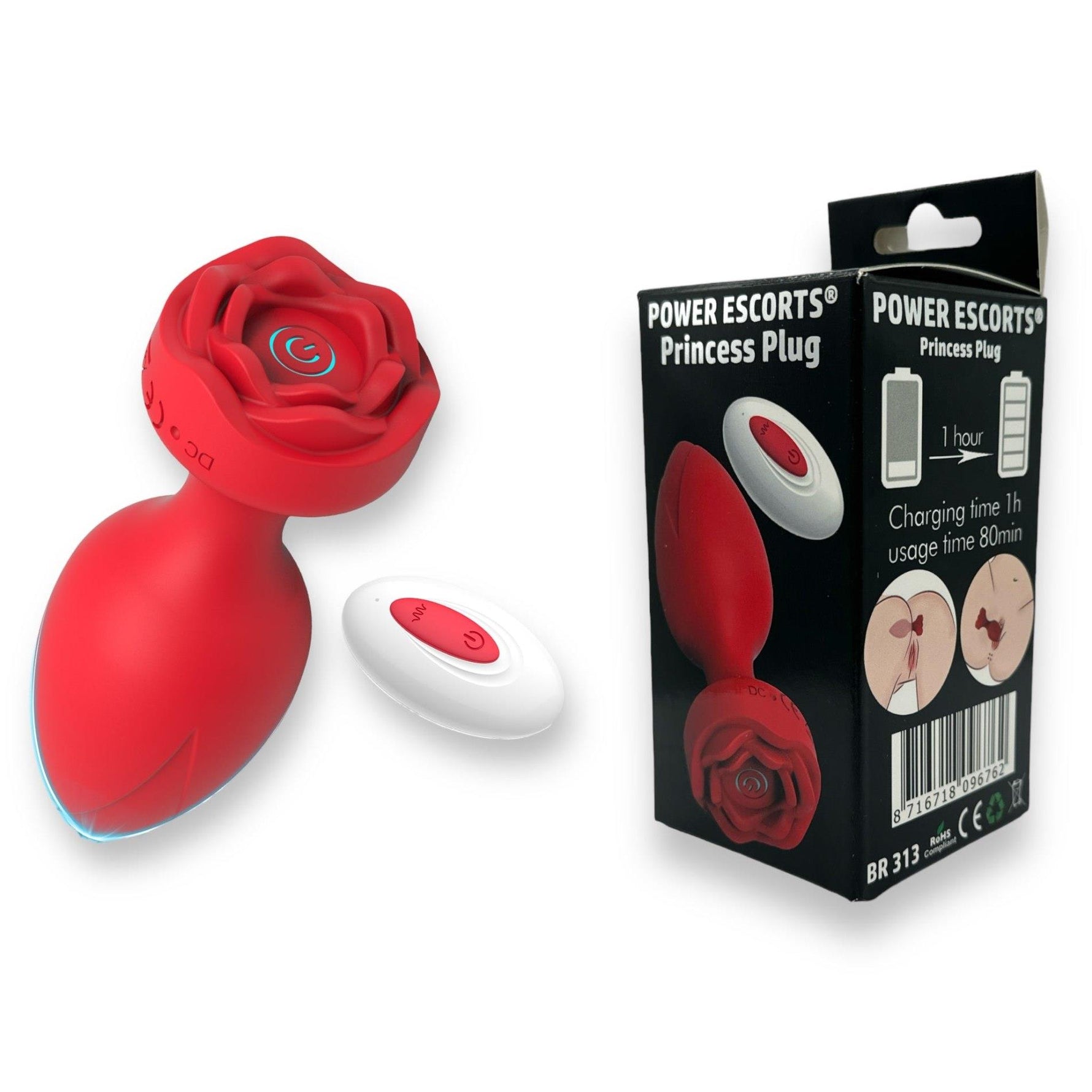 Plug anal vibrant Power Escorts Princess, negru, USB, 10 funcții