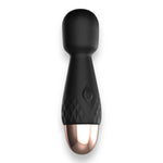 Mini vibrator cu baghetă Power Escorts, silicon, negru, USB, 11,6 cm