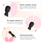 Mini vibrator cu baghetă Power Escorts, silicon, negru, USB, 11,6 cm
