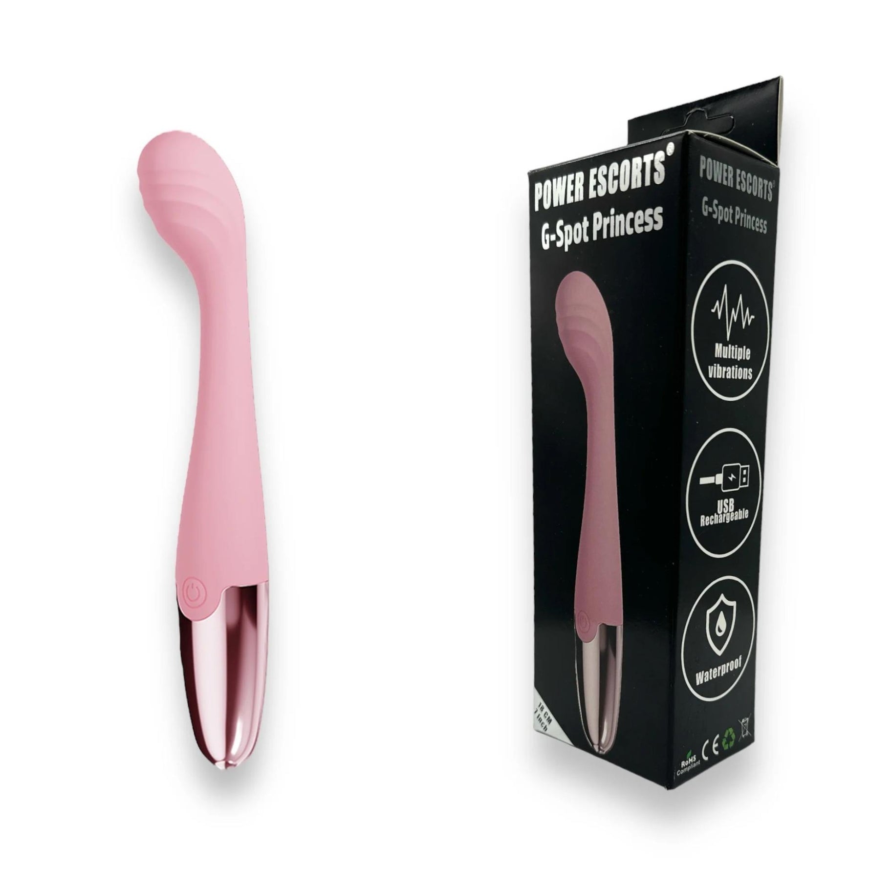 Vibrator pentru punctul G Power Escorts din silicon roz, 18 cm, USB