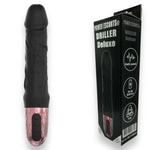 Vibrator realist Driller De Luxe Power Escorts, negru, USB, 21 cm
