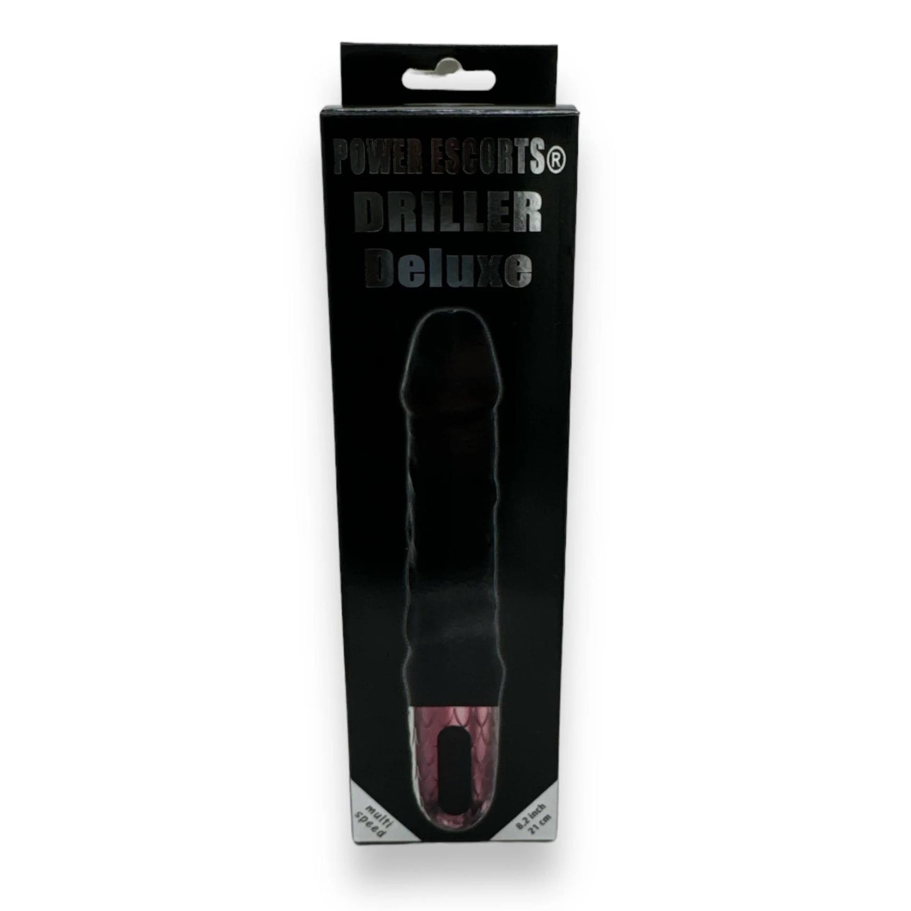 Vibrator realist Driller De Luxe Power Escorts, negru, USB, 21 cm