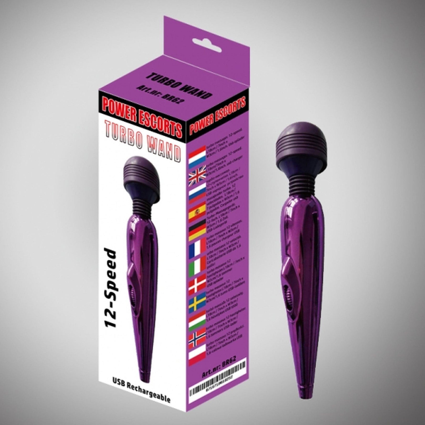 Turbo Power Escorts Baghetă Masaj Violet 18cm Reîncărcabilă
