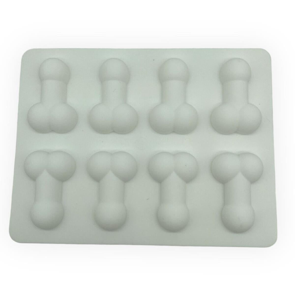 Formă de gheață din silicon în formă de penis Kinky Pleasure, albă