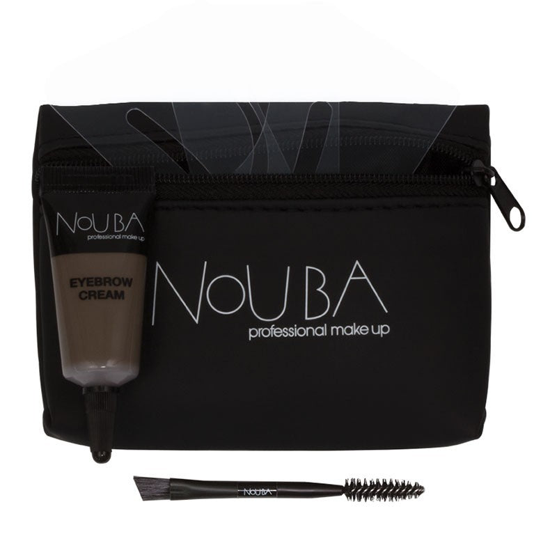 20 Set Nouba: Nouba, Eyebrow Brush + Nouba, Eyebrow Gel, 7 ml + Textile Makeup Bag, Black - Olmarkt