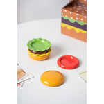 Set Farfurii Ceramice sub Forma de Burger, din Ceramica, pentru Sosuri si Gustari, Mini Farfurii Stivuibile, Multicolor