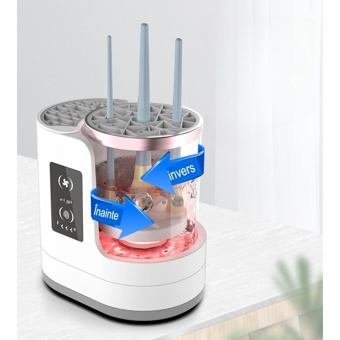 Dispozitiv Portabil de Curatare a Pensulelor de Machiaj, Flippy, cu Functie de Uscare, 5V, 850RPM, Cablu 1.2 m, 17.3 x
