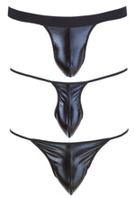 Set de 3 chiloți tanga negri cu aspect ud Svenjoyment SL