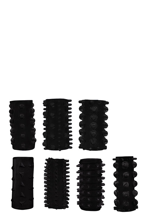 Manșoane pentru penis Dream Toys All Time Favorites, pachet de 7, negru