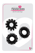 Inele pentru penis TPE Dream Toys, set de 3, negre, All Time Favorites