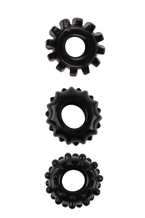 Inele pentru penis TPE Dream Toys, set de 3, negre, All Time Favorites