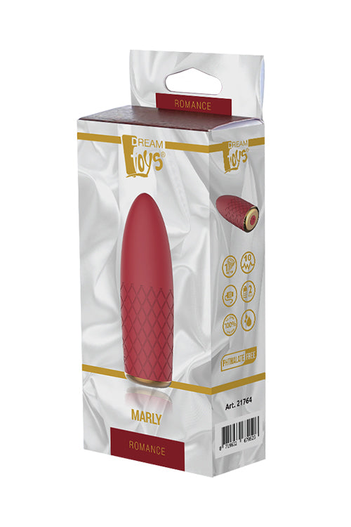 Vibrator mini Marly Romance, din silicon, cu USB, culoare vișinie, pentru vise