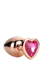 Plug anal Gleaming Love din aluminiu, roz auriu, mediu, 3,4 cm