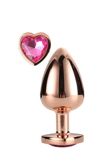 Plug anal mare cu piatră inimă Gleaming Love auriu roz