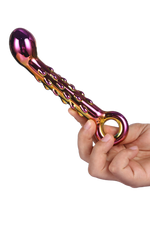 Dildo Dream Toys Glamour din sticlă cu nervuri 18 cm