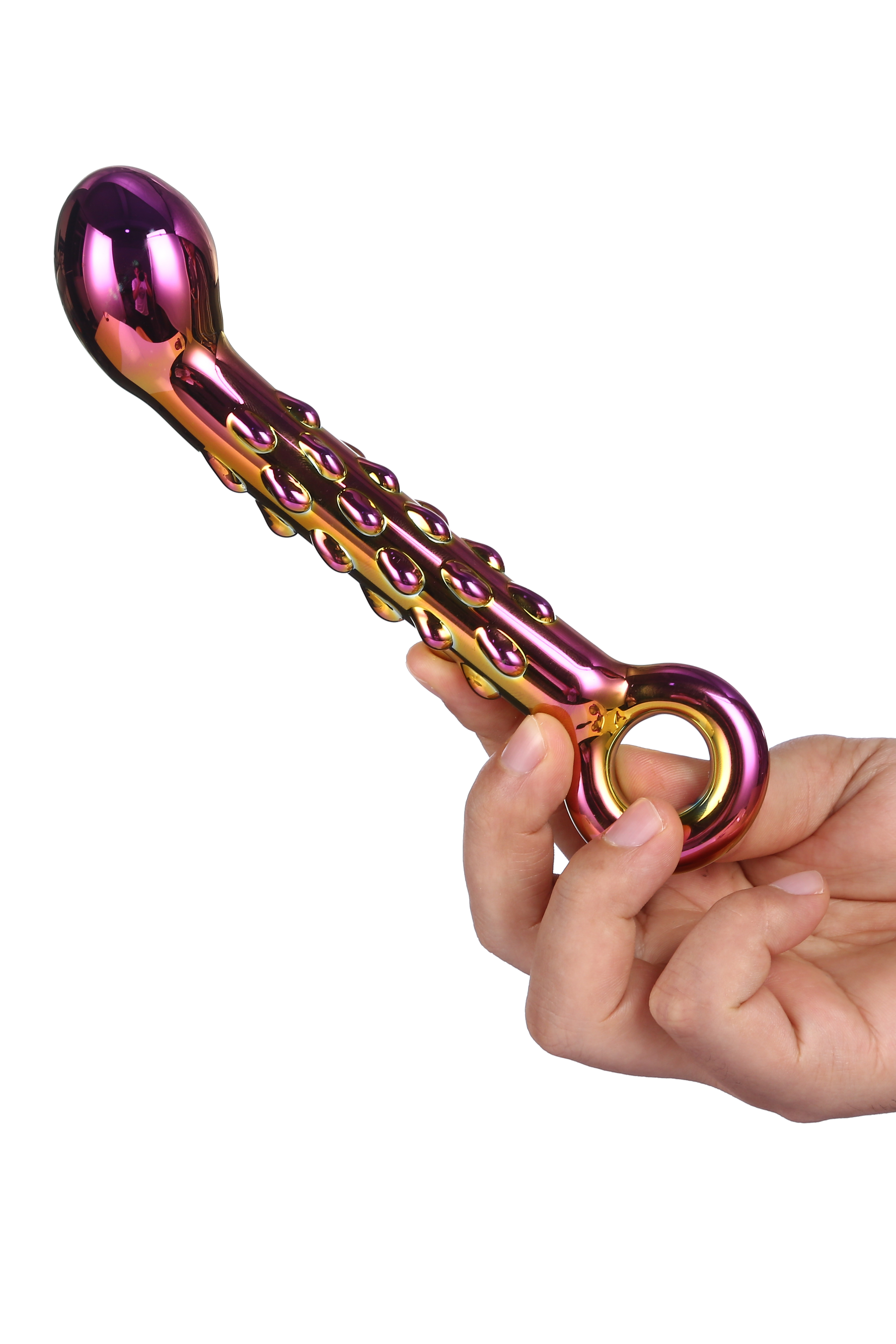 Dildo Dream Toys Glamour din sticlă cu nervuri 18 cm