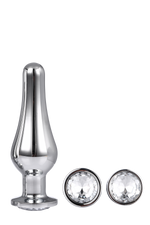 Set de dopuri anale din aluminiu argintiu Gleaming Love cu bijuterie