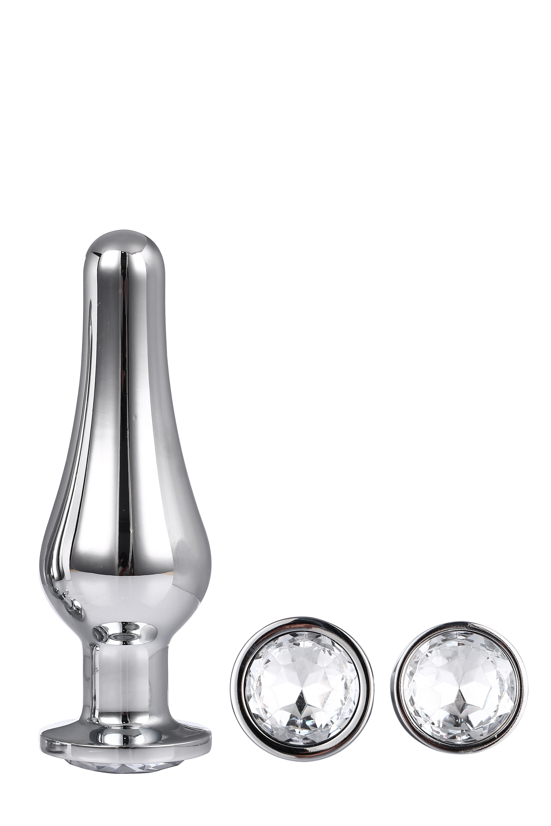 Set de dopuri anale din aluminiu argintiu Gleaming Love cu bijuterie