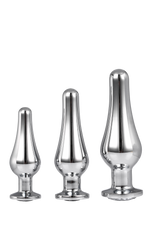 Set de dopuri anale din aluminiu argintiu Gleaming Love cu bijuterie