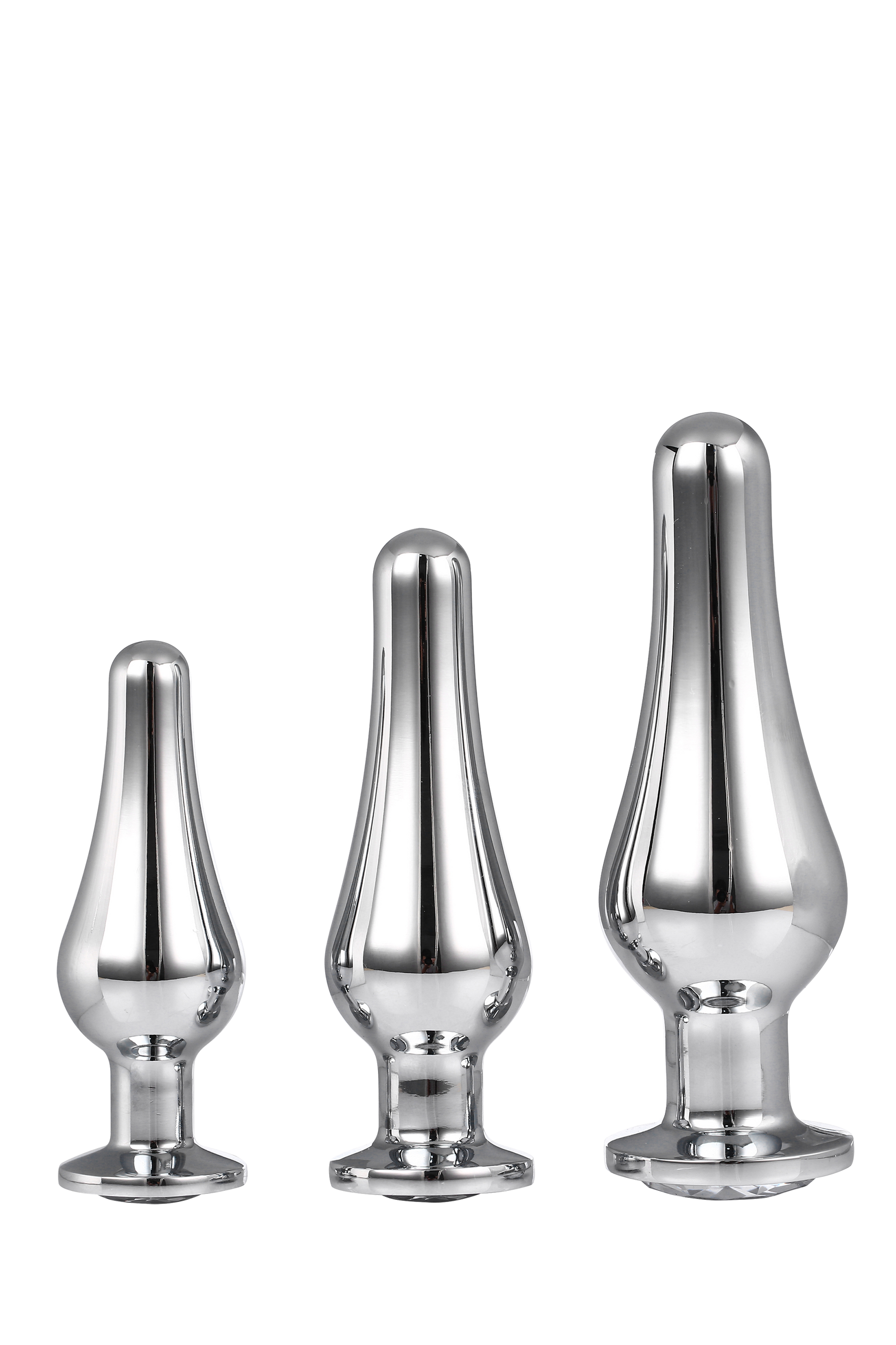 Set de dopuri anale din aluminiu argintiu Gleaming Love cu bijuterie