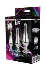 Set de dopuri anale din aluminiu argintiu Gleaming Love cu bijuterie