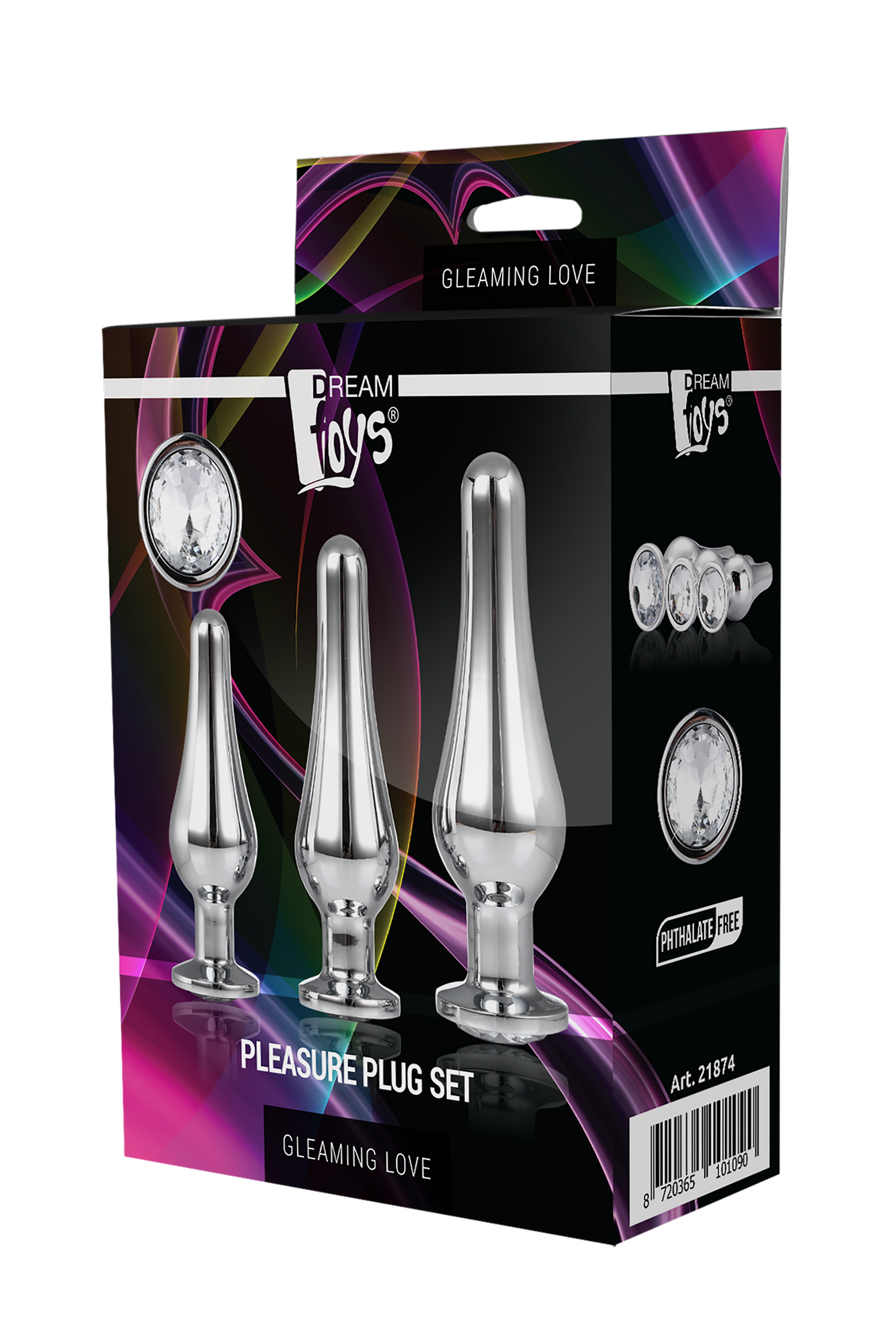 Set de dopuri anale din aluminiu argintiu Gleaming Love cu bijuterie