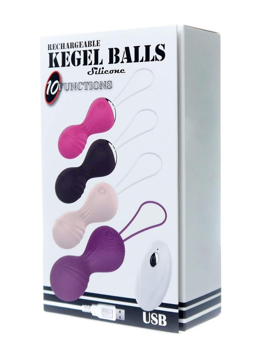 Bile Kegel vibratoare din silicon cu telecomandă USB, 10 funcții