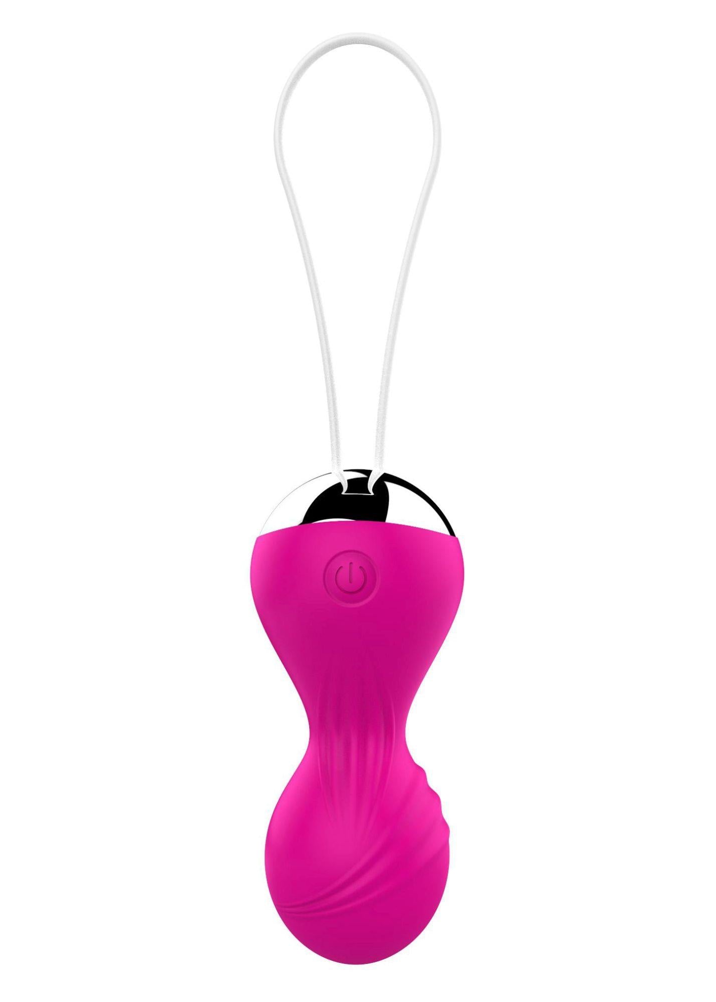 Bile vibratoare Kegel din silicon, 10 funcții, telecomandă USB, roz