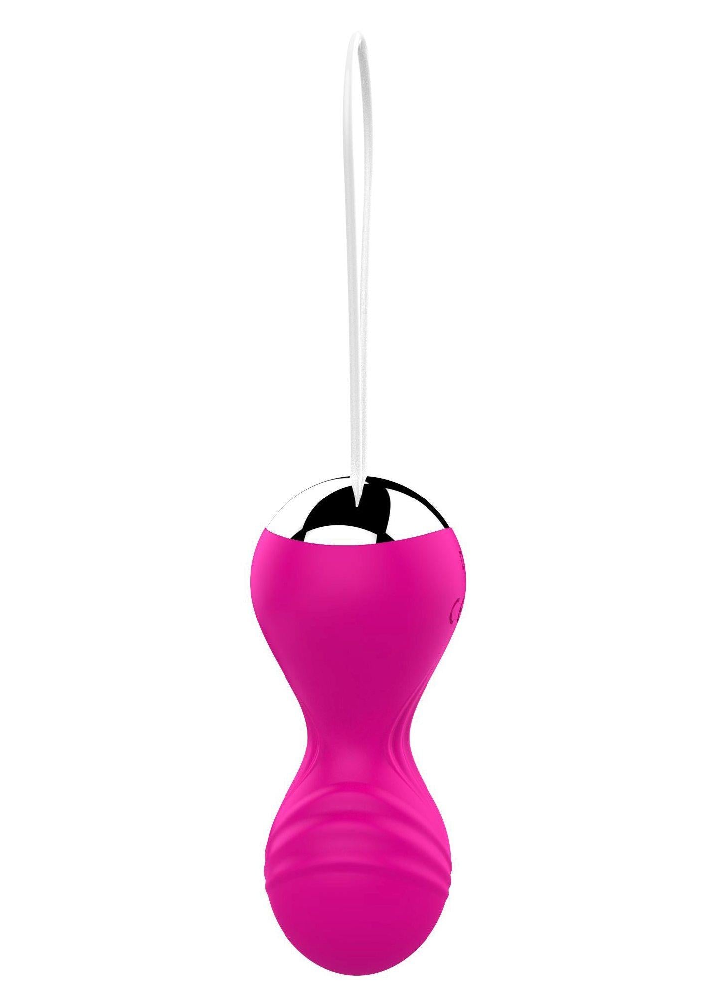 Bile vibratoare Kegel din silicon, 10 funcții, telecomandă USB, roz