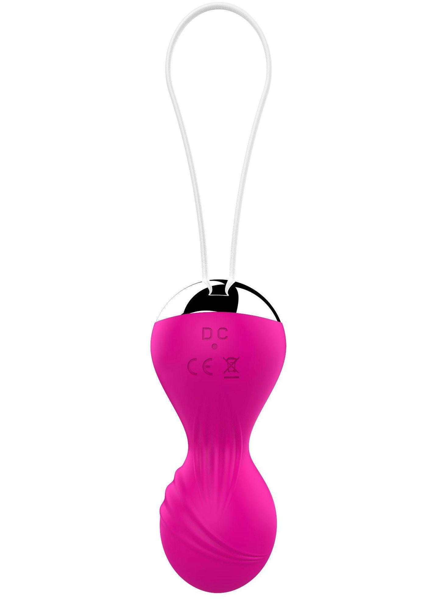 Bile vibratoare Kegel din silicon, 10 funcții, telecomandă USB, roz